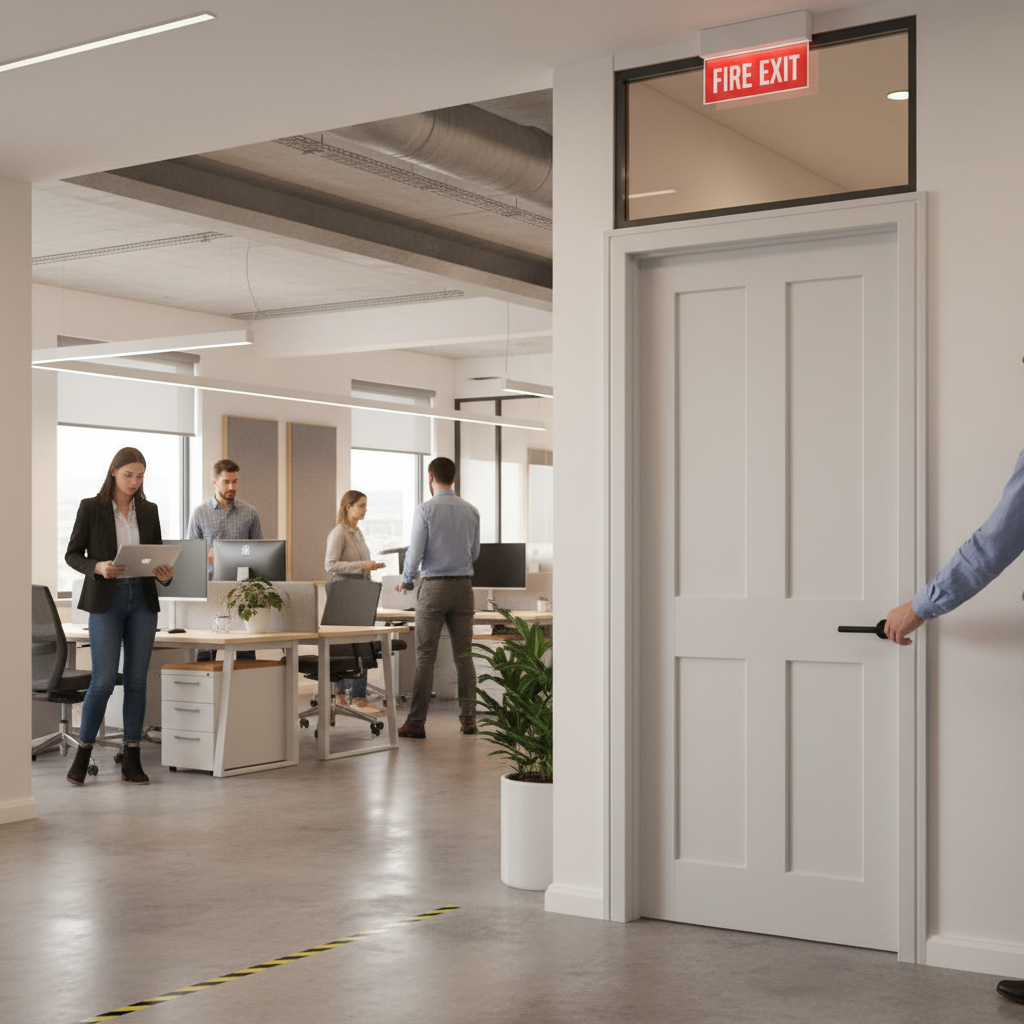 Premium 4 Panel White Primed Fire Door - Modern Design with 30-Minute Fire Rating and Solid Core Construction