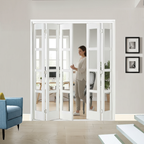 Premium 5 Leaf Bi-Folding Door Set with Clear Glazing and Polished Chrome Hardware - 2033mm High x 1943mm Wide