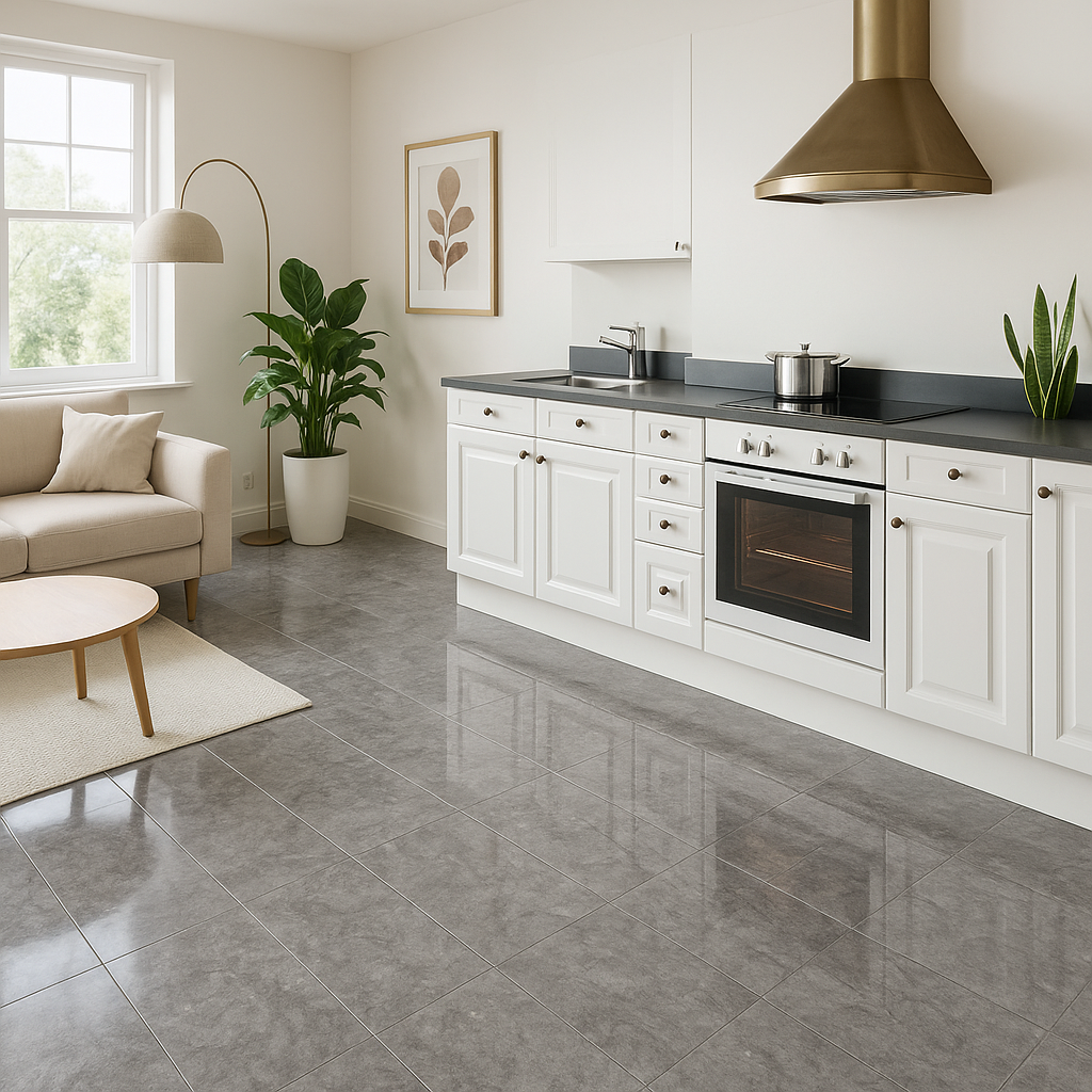 High Gloss 8mm Laminate Flooring in Lustre Stone Finish
