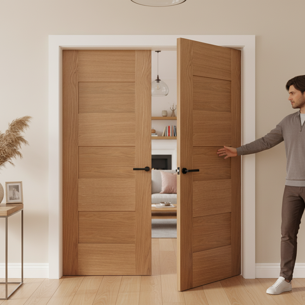 Premium Fully Finished Internal Oak 7P Door Pair with Elegant Design and Seamless Installation - Image 2