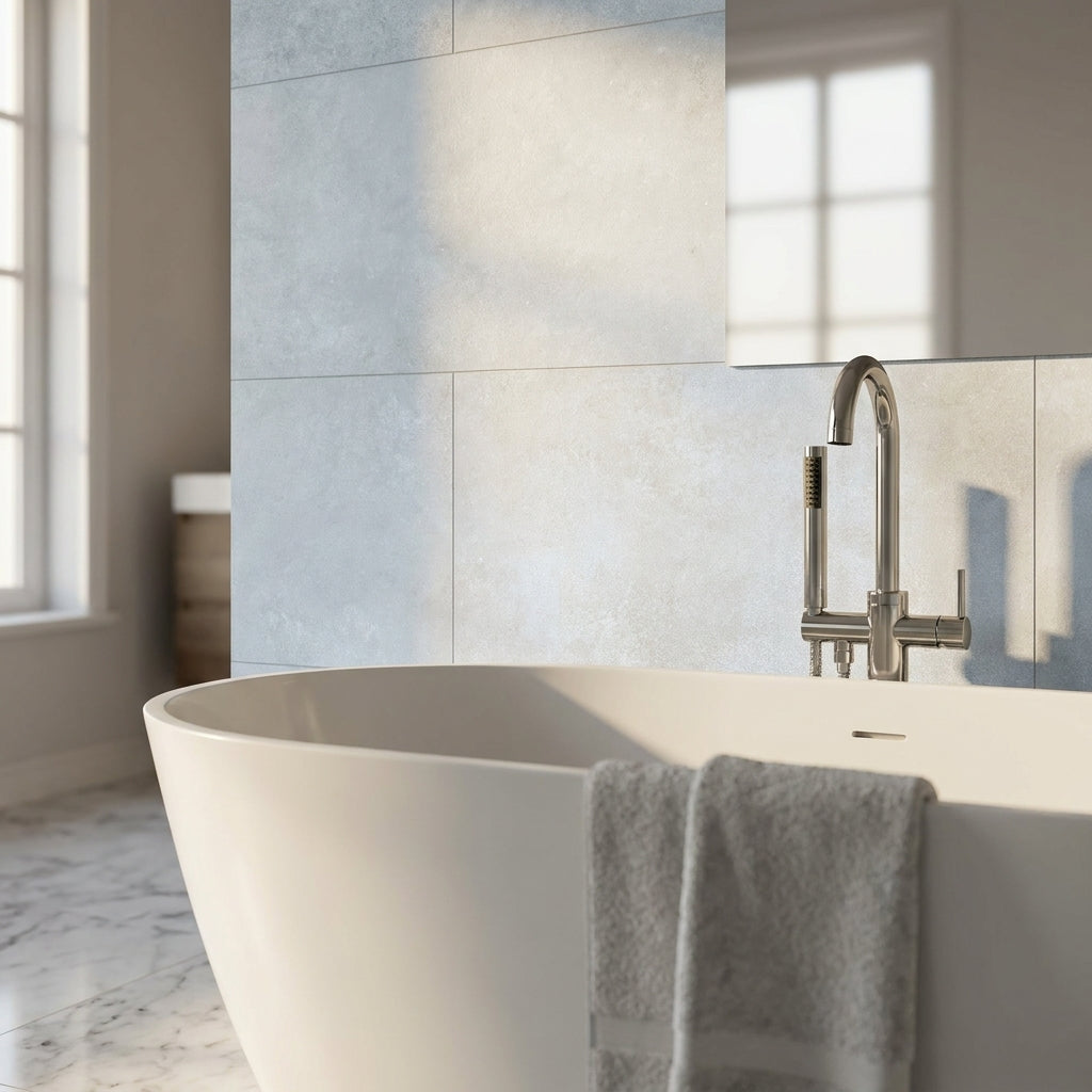 4mm Waterproof Matt Wall Panelling in Urban Concrete Finish 778x389mm - detail view