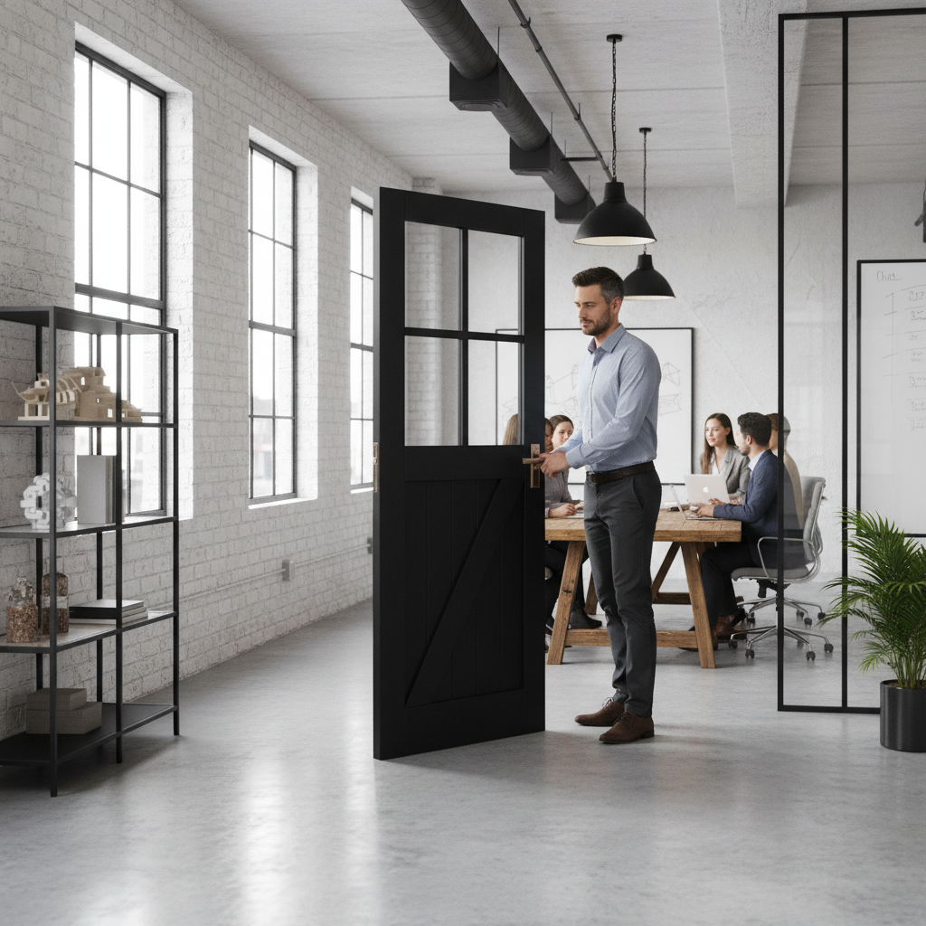 Premium Internal Fully Finished Oak Barn Door with Clear Toughened Glass for Custom Fit and Rustic Elegance