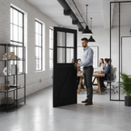 Premium Internal Fully Finished Oak Barn Door with Clear Toughened Glass for Custom Fit and Rustic Elegance