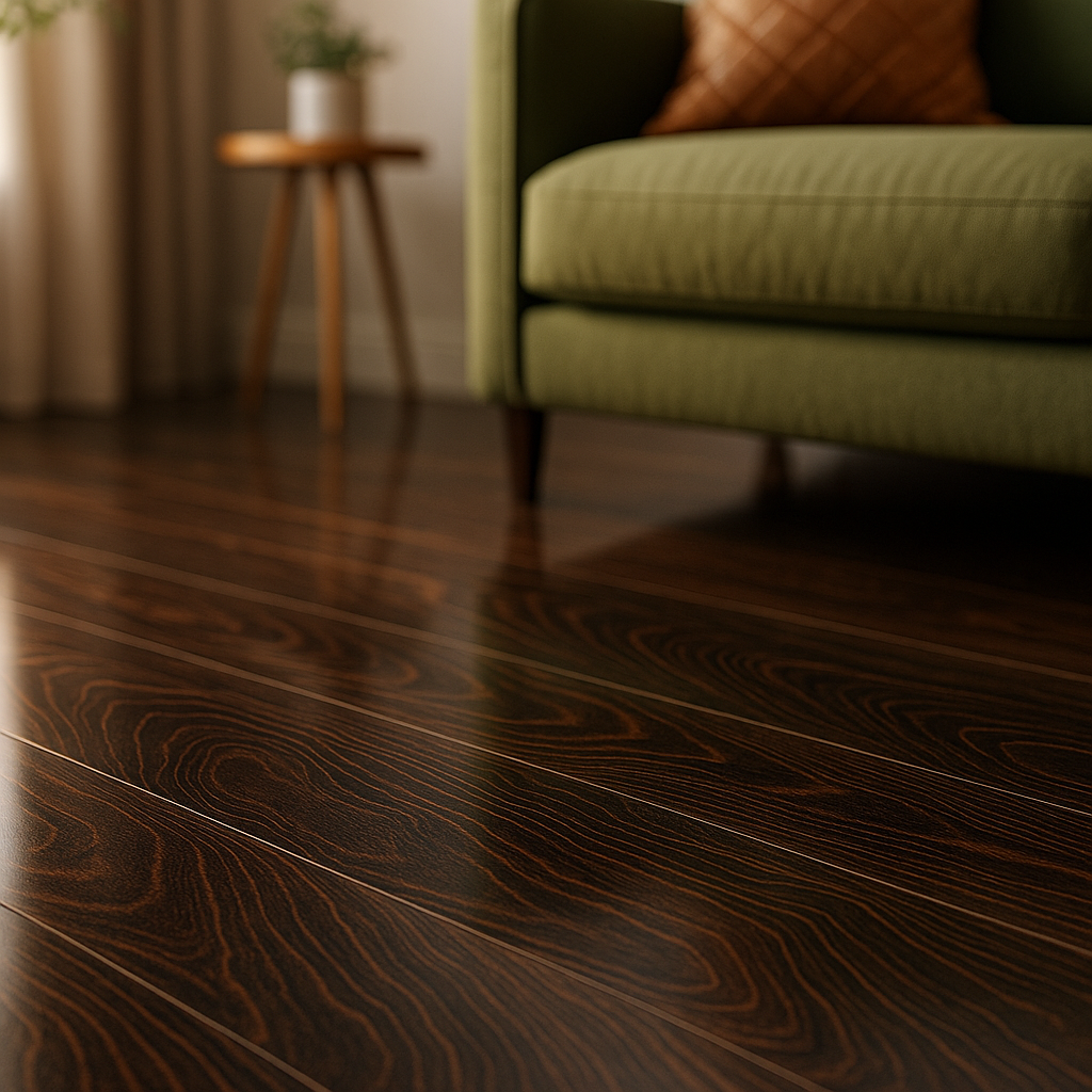 8mm High Gloss Laminate Flooring in Plateau Maple Finish - detail view