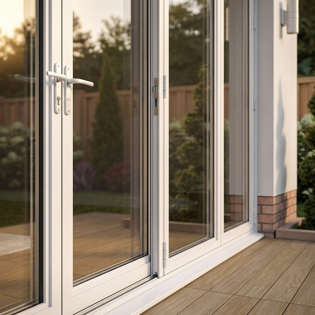 External Aluminium Folding Patio Door with 3+1 Clear Glass - detail view