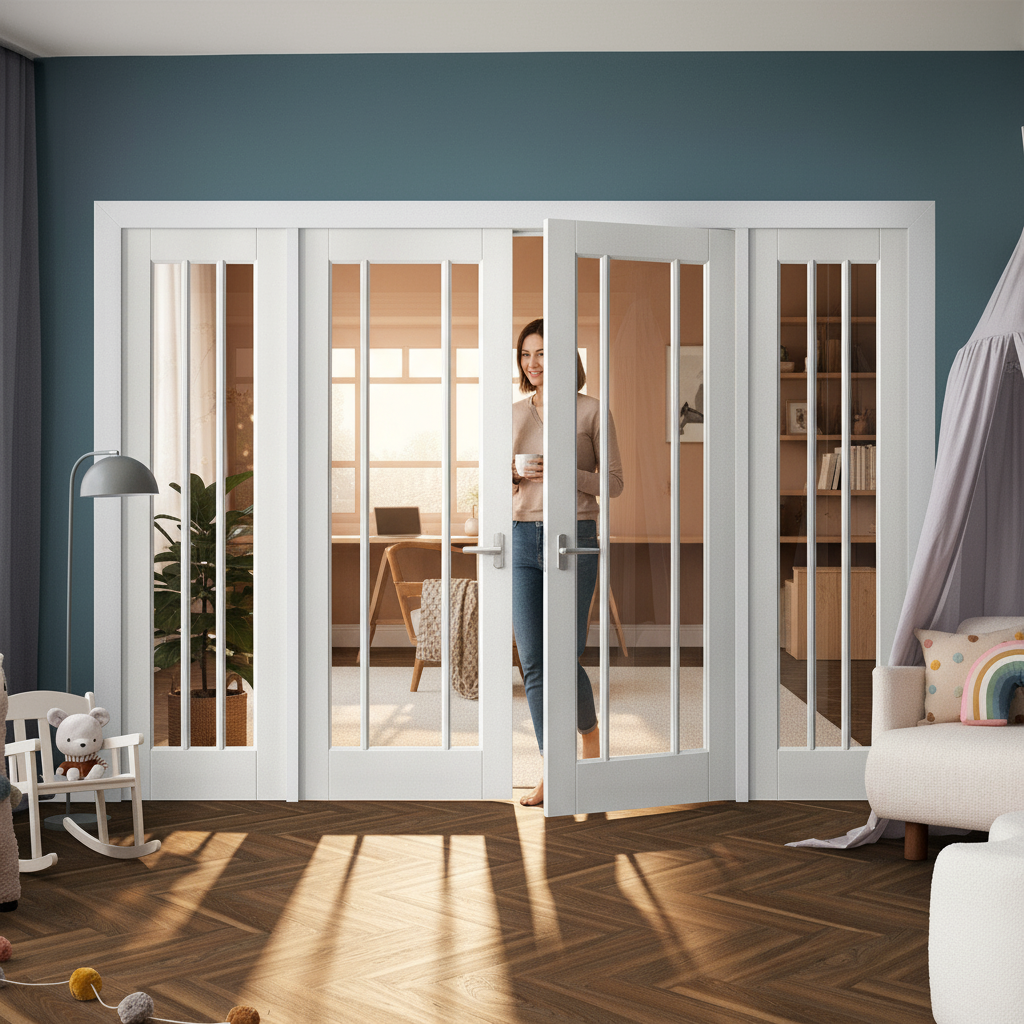 Premium Internal Room Divider Set with 3 Light Clear Glass Doors for Elegant Home Design - Image 2