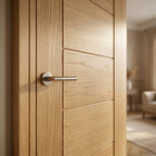 FD30 Fire Rated Oak Internal Door with Fully Finished Edison 7 Panel Design - detail view