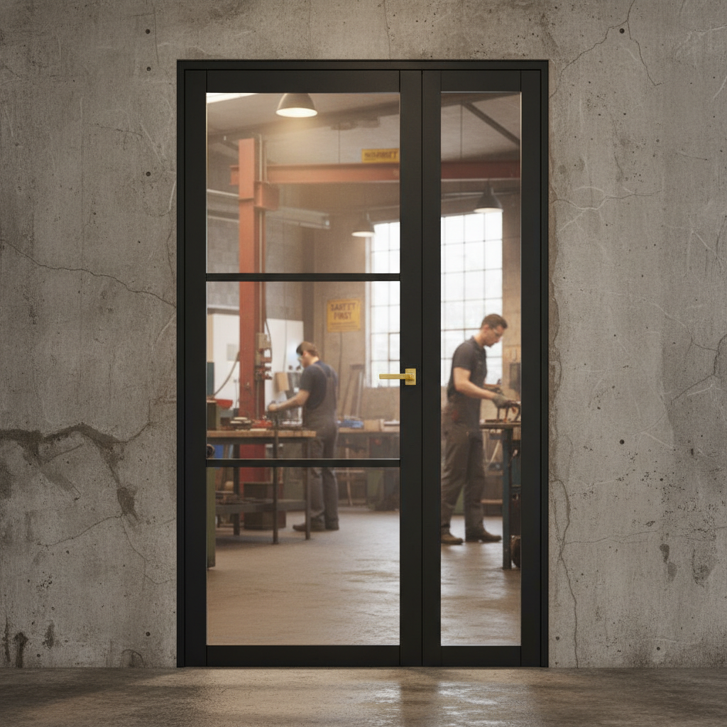 Premium Extra Slim 3L Fire Door with Fixed Sidelight and Frame for Modern Industrial Spaces