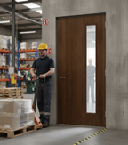 Premium Custom Made FD30 Glazed Walnut Fire Door - Bespoke Internal Design with Fire Certification