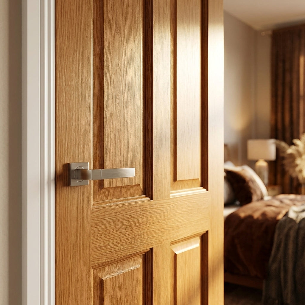 Internal Oak FD30 Fire Door, Fully Finished, Made-to-Measure Victorian Shaker Style - detail view