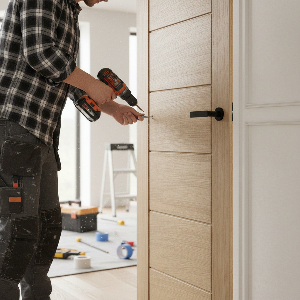 Premium Seven Panel Oak Interior Door with Solid Core for Enhanced Sound and Thermal Performance
