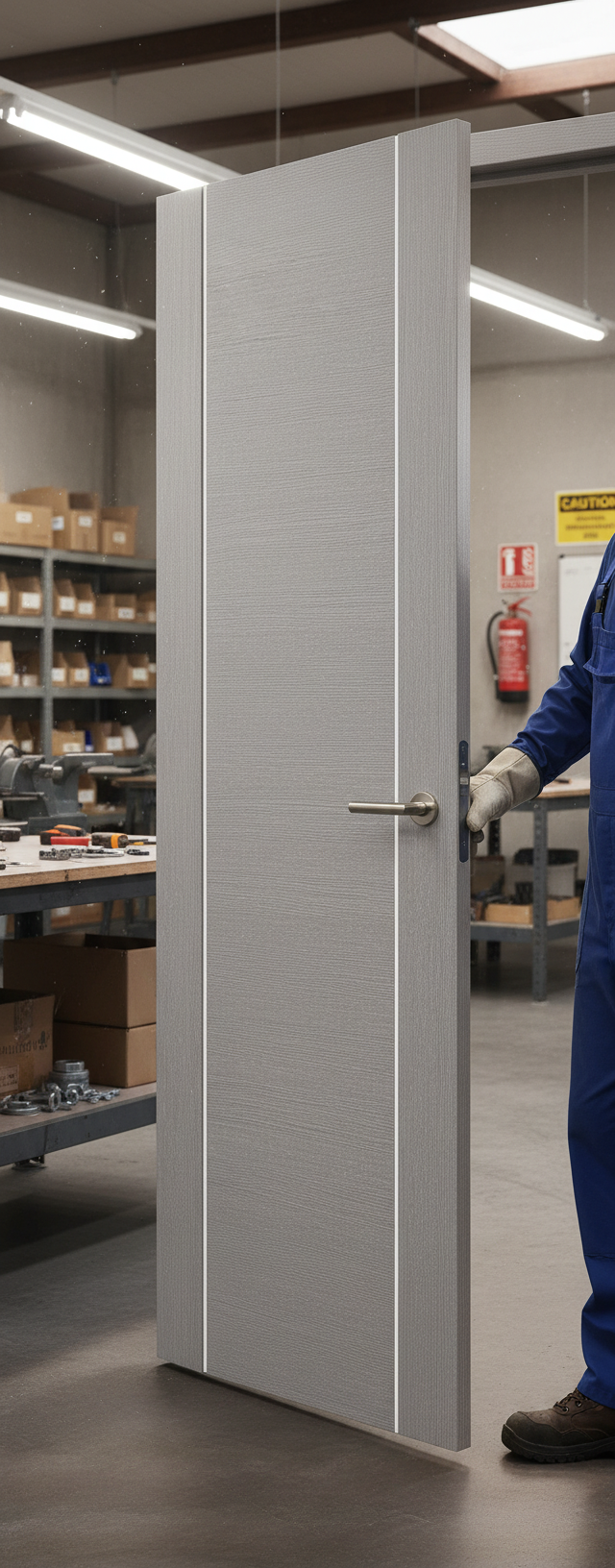 Premium Internal Light Grey Fully Finished Door with Aluminium Inlays for Modern Interiors