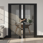 Premium Ash Grey Glazed Internal Door Pair with Clear Tempered Safety Glass and Contemporary Design