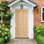 External Oak Door Unfinished 4 Panel Solid Timber Core