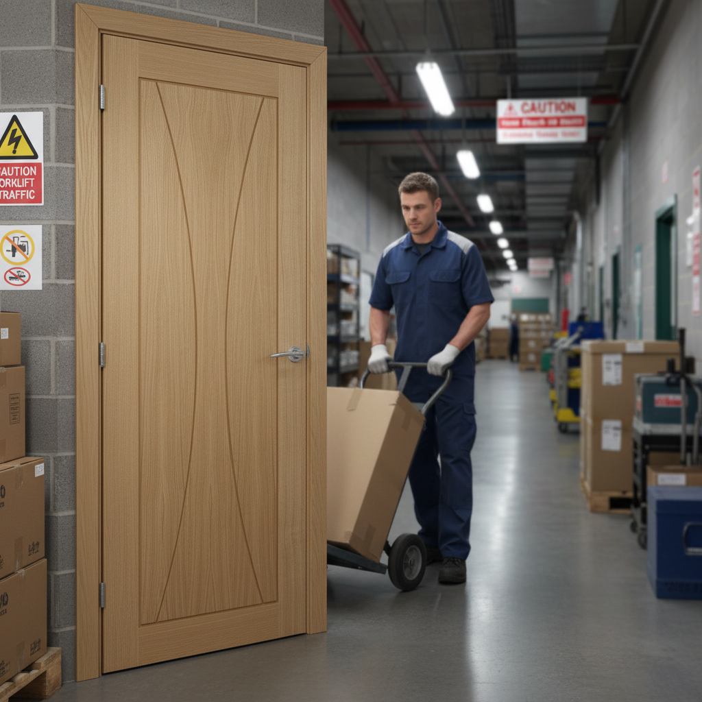 Premium Oak Fire Door - Modern Internal Design with Obscure Glazing for Stylish Interiors