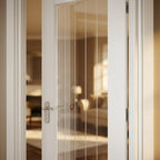 Internal White Cottage Door with 1 Light Obscure Clear Glass, Primed Finish - detail view