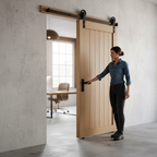 Premium Matt Black Sliding Barn Door Track Bracket Pair - Stylish and Durable for Contemporary Home Projects - Image 2