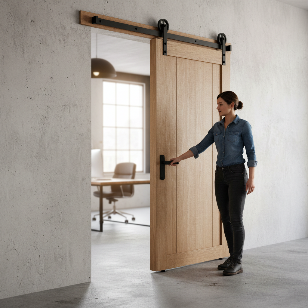 Premium Matt Black Sliding Barn Door Track Bracket Pair - Stylish and Durable for Contemporary Home Projects - Image 2