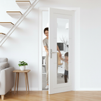 Internal White Primed Door with Clear Glass Pane and Semi-Solid Core - Ideal for Modern Interiors - Image 2