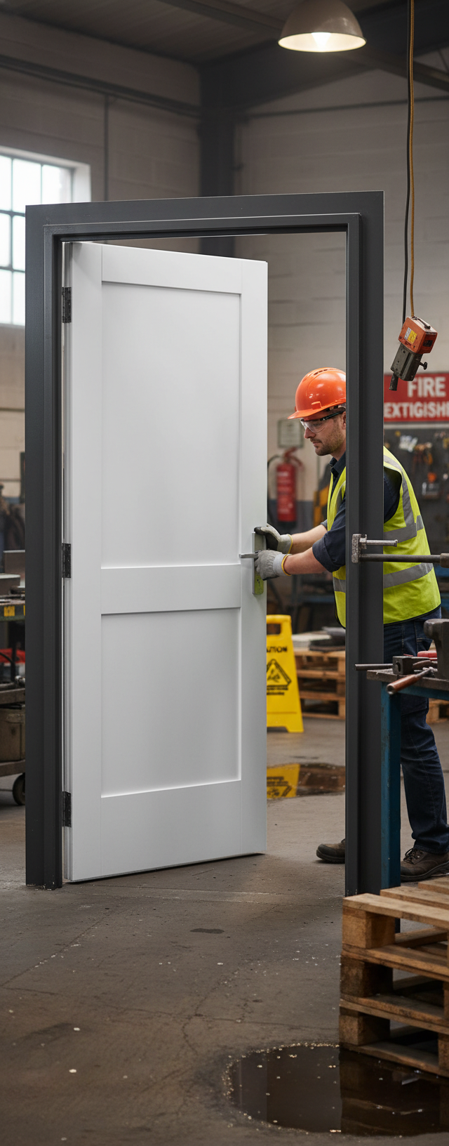 Premium White Primed Flat Panel Fire Door with Engineered Construction for Enhanced Strength and 30 Minutes Fire Rating