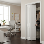 Premium Moulded Flush Bi-Fold Door, White Primed with Track and Hinges for Easy Installation