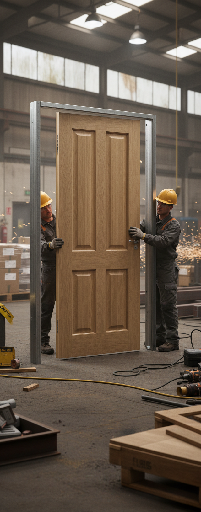 Premium 4 Panel Fire Door with Engineered Construction and Real Oak Veneer, Ideal for Safety and Aesthetic Appeal