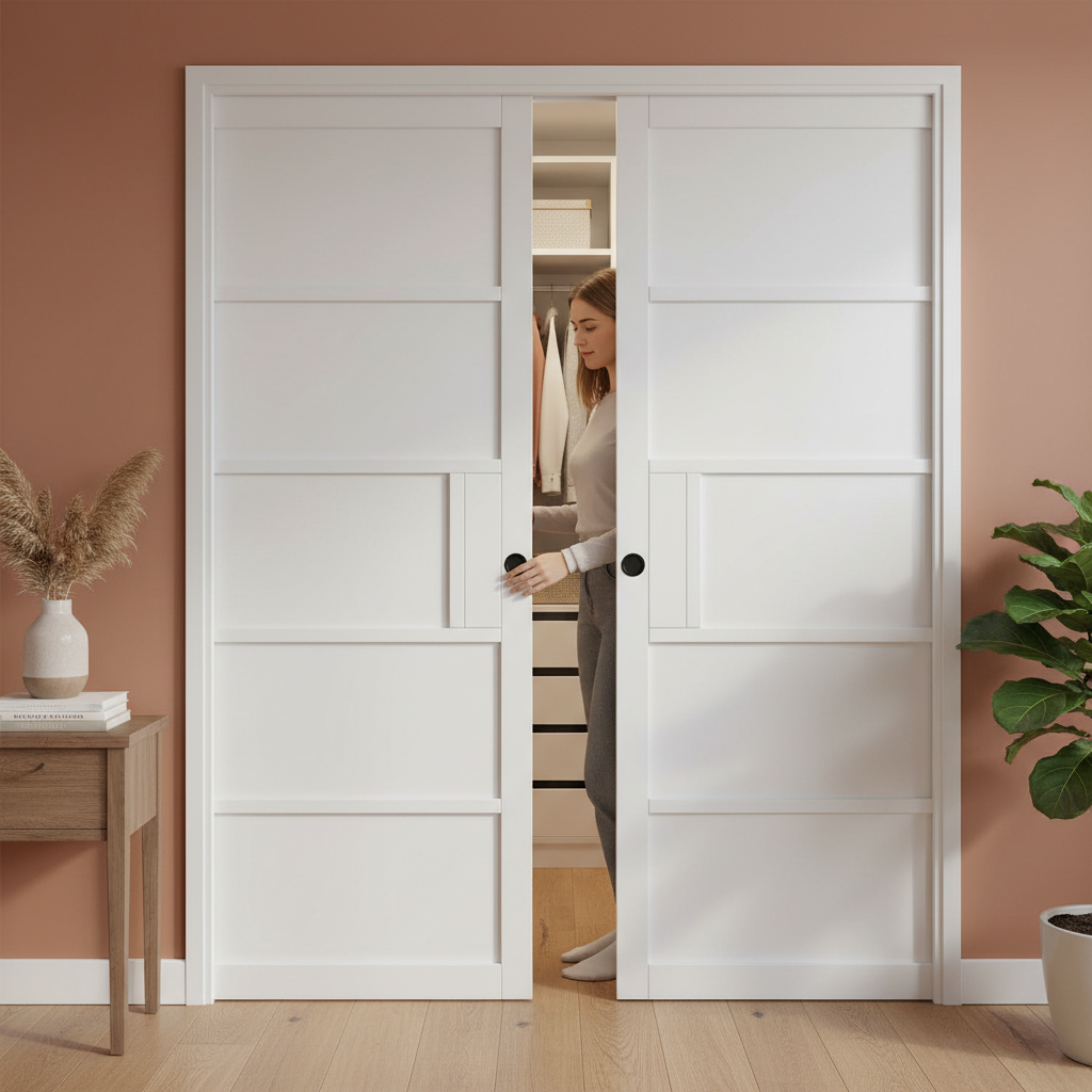 Premium Industrial Style Double Pocket Door Set with Galvanised Steel Frame and Adjustable Door Jambs for Modern Spaces