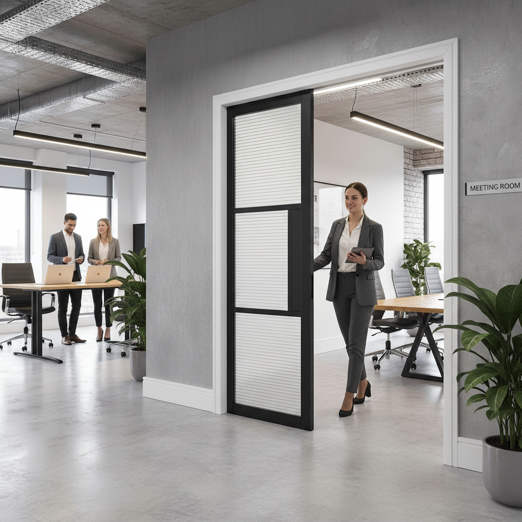 Premium Heavy Duty 3L Reeded Glazed Pocket Door System with Galvanized Steel Frame and Adjustable Jambs