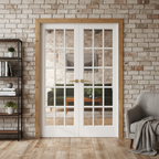 Premium Internal White Primed Pair Door with 15 Clear Glass Lights for Enhanced Natural Light and Modern Aesthetic