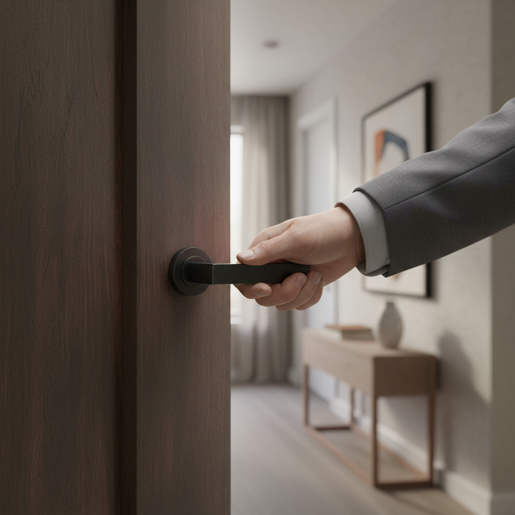 Premium Lever Handle on Concealed Fix Round Rose - Matt Black Finish with 25-Year Guarantee and Fire Door Rating