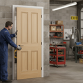 Premium Internal Unfinished Oak Fire Door with Bevelled Panels and Solid High-Density Core
