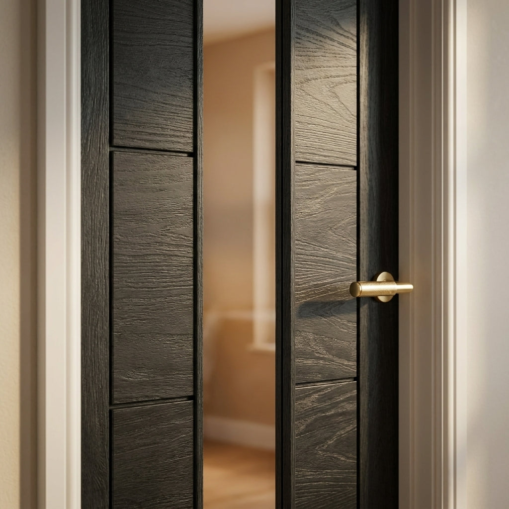 Internal Ash Grey Door Fully Finished with 1 Light Clear Glass - detail view