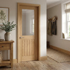 Internal Oak Door Unfinished with Half Light Clear Glass, Solid Core