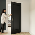 Premium Fully Finished Black Internal Door with Solid Core and Distinctive Moulding for Modern Home D?or