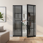 Premium Double Flush Pocket Door Set with Tinted Glass, No Bottom Track, and Space-Saving Design for Modern Interiors