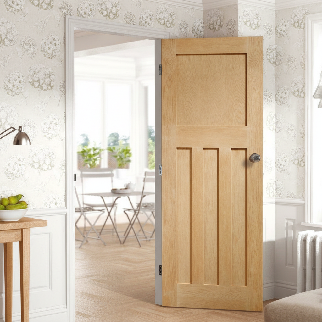 Premium Flat Panel Internal Door with A-Grade Oak Veneer and Engineered Construction for Strength and Durability