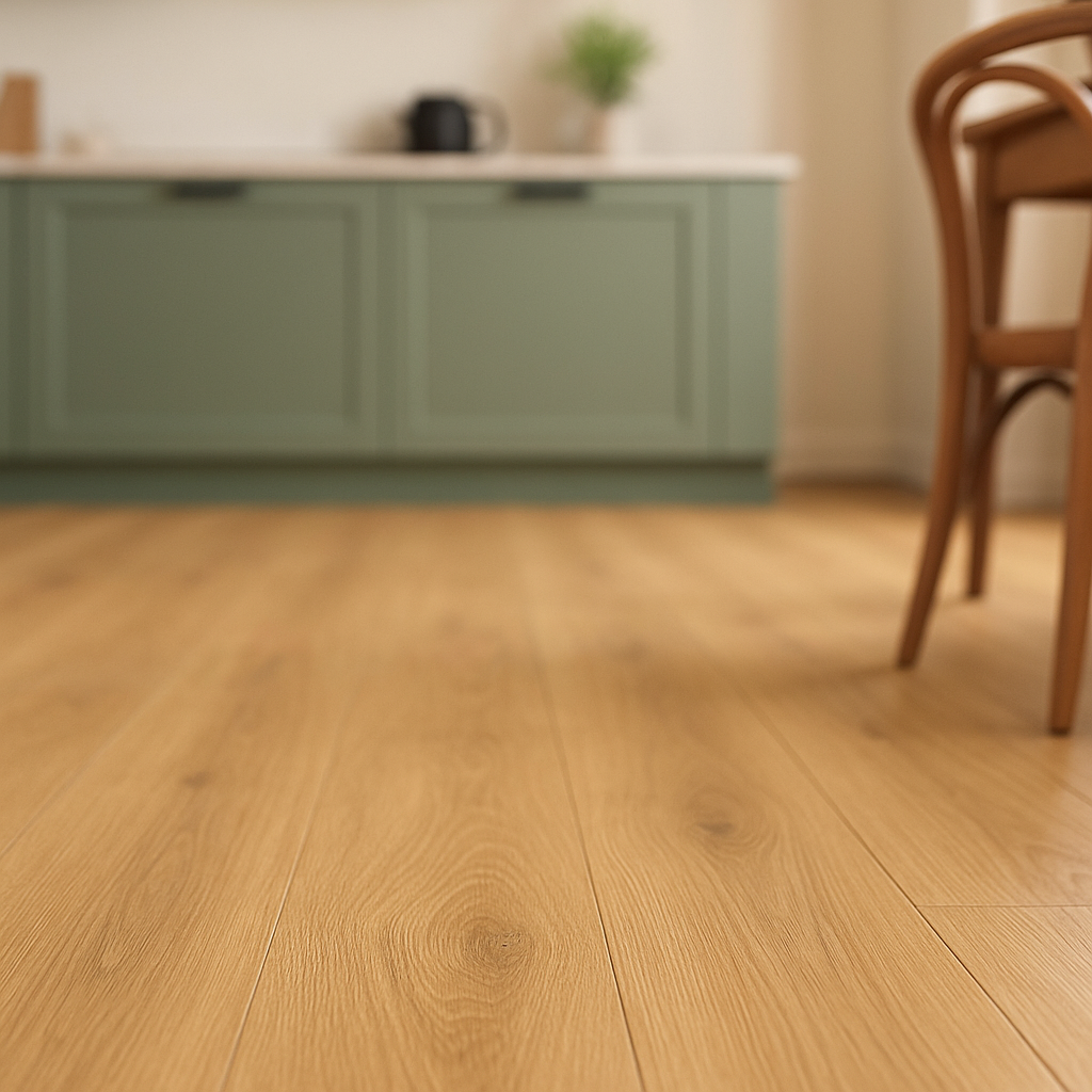 Aqua Water Resistant 10mm Laminate Flooring in Golden Dune Oak Finish - detail view