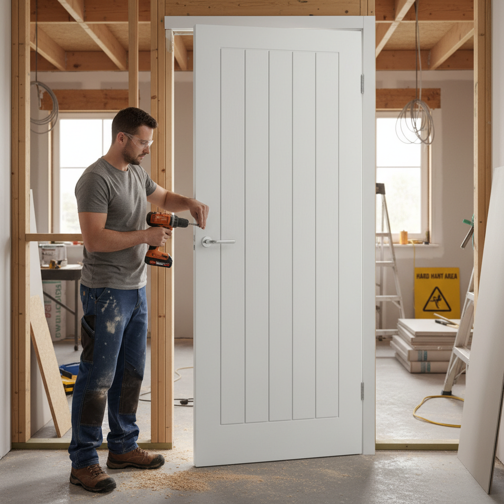 Premium White Primed Cottage Style Internal Door with Moulded Panel Grained Effect and FSC Certification