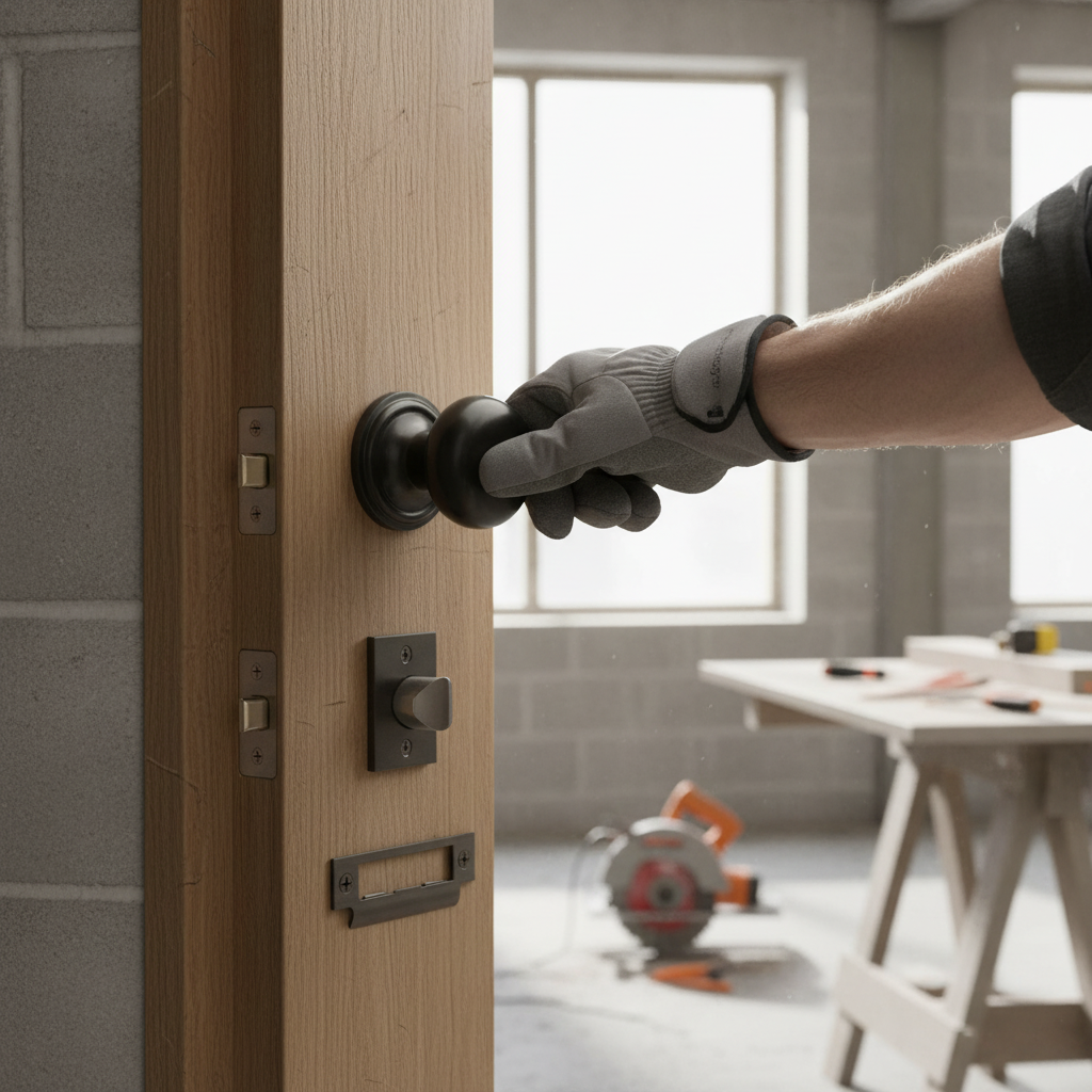 Premium Mortice Bathroom Door Knob Set with Gun Metal Finish, Stylish Mushroom Design, Secure Lock and Ball Bearing Hinges