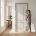 Premium Internal Lifestyle Moulded Textured 2 Panel Arch Door - Lightweight Hollow Core Design with White Primed Finish