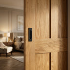 Pocket Door Set Oak Unfinished Victorian 4 Panel Flat Frame 100mm Internal - detail view
