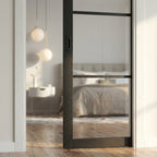 Internal Pocket Door Set, 100mm, Jet Black, Fully Finished, 3 Light Clear Glass - detail view