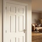 Internal White FD30 Fire Door Fully Finished Textured 6 Panel Moulded - detail view
