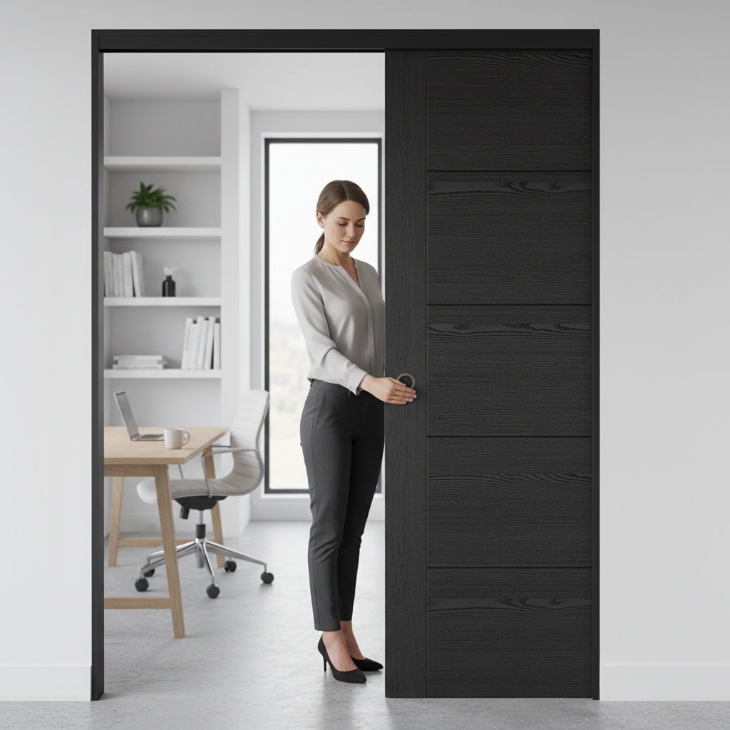 Premium Laminate Pocket Door Set with Galvanised Steel Frame and Adjustable Runners for Seamless Indoor Access