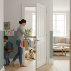 Premium White Primed FD30 Fire Door with Moulded Panel Design and FSC Certification