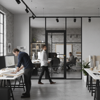 Premium Custom Made Tinted Glazed Industrial Style Door with Solid Core and Asymmetrical Design