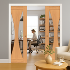 Premium Clear Glazed Double Pocket Door Set with Galvanised Steel Frame and Adjustable Jambs for Elegant Interior Design