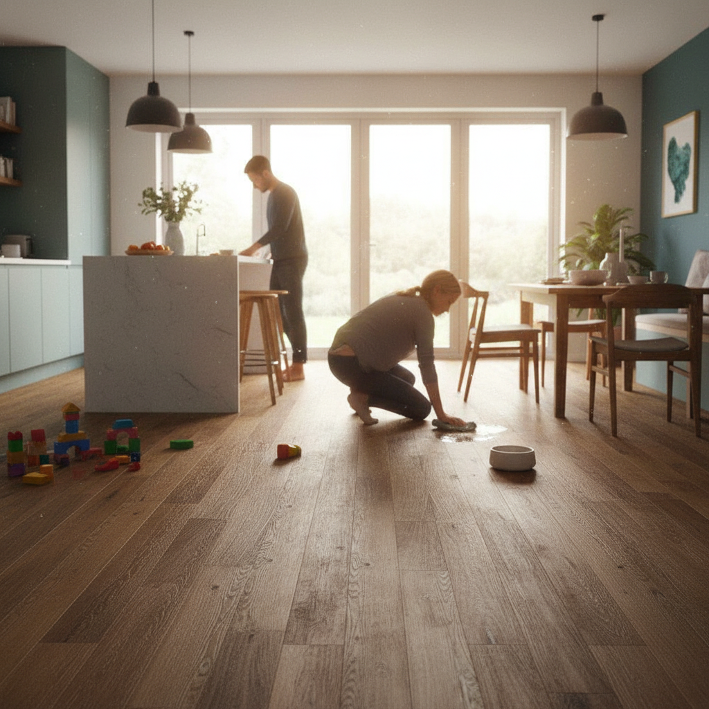 Premium 14mm Smoked Engineered Real Wood Flooring with 4v Bevel Edges and Matt Lacquer Finish