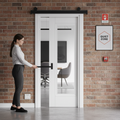 Premium Internal Pocket Door Set with Clear Glass Panel for Elegant Light Infusion and Space Optimization