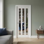 Internal White Door with 3 Clear Glass Panes, Solid Core Construction, and Easy Trimming Options - Image 2
